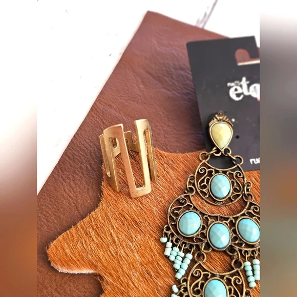 Jewelry LOT 5 Pieces New & Used Turquoise Western Earrings, Necklace, Bracelet - Picture 5 of 6